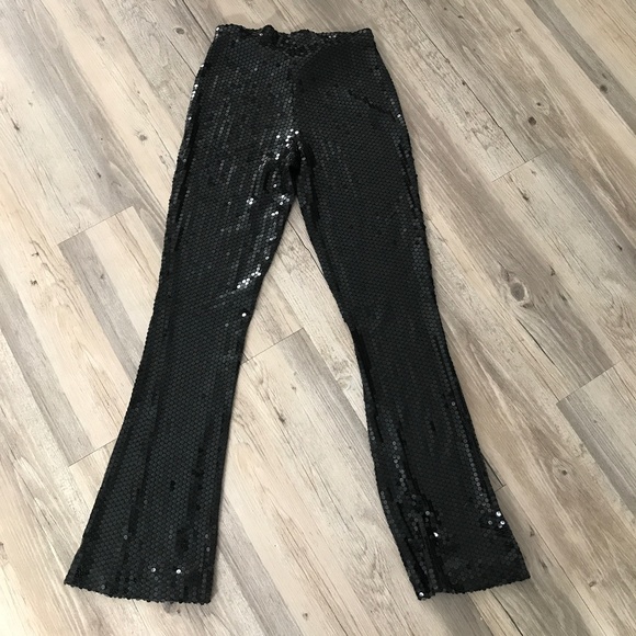 Vintage Y2K Bebe Black Sequin Pants | Size M | Full Sequin Fitted - Picture 6 of 8